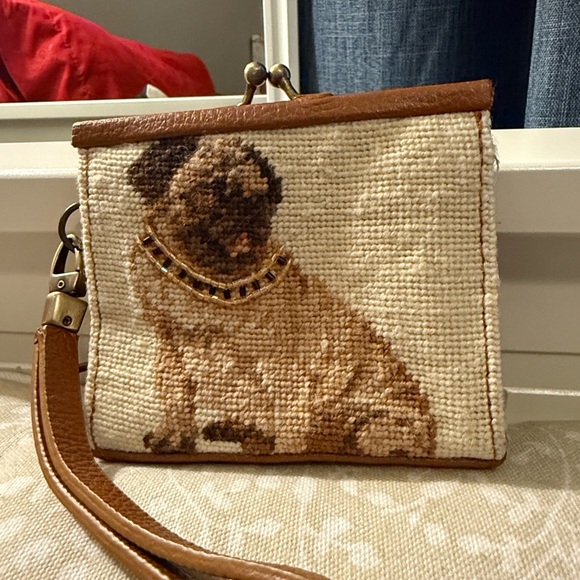 PUG Needlework Wristlet  Coin Purse Wallet - Picture 2 of 6